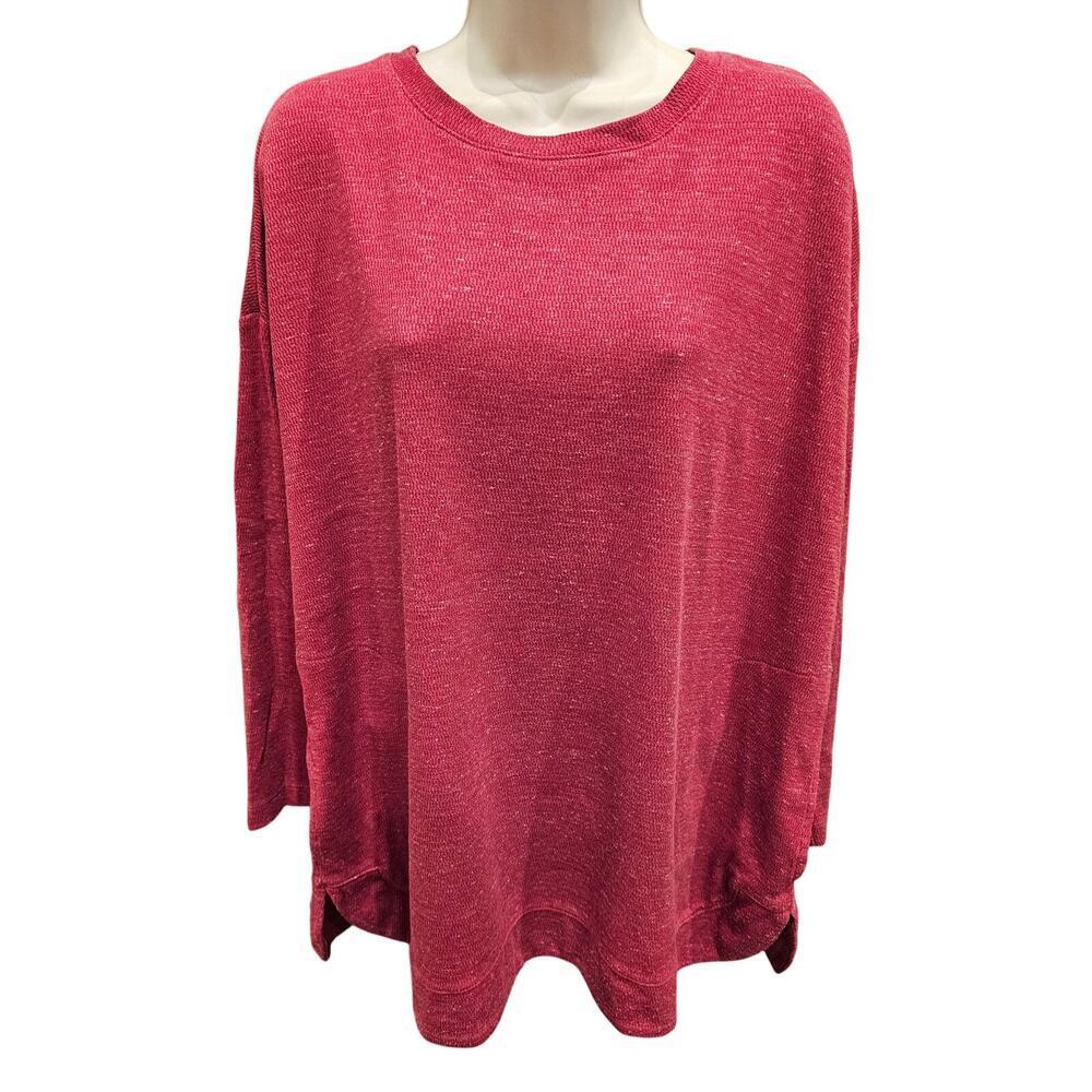 J. Jill sz XLP XL PETITE thermal tunic sweater with pockets waffle knit hot red